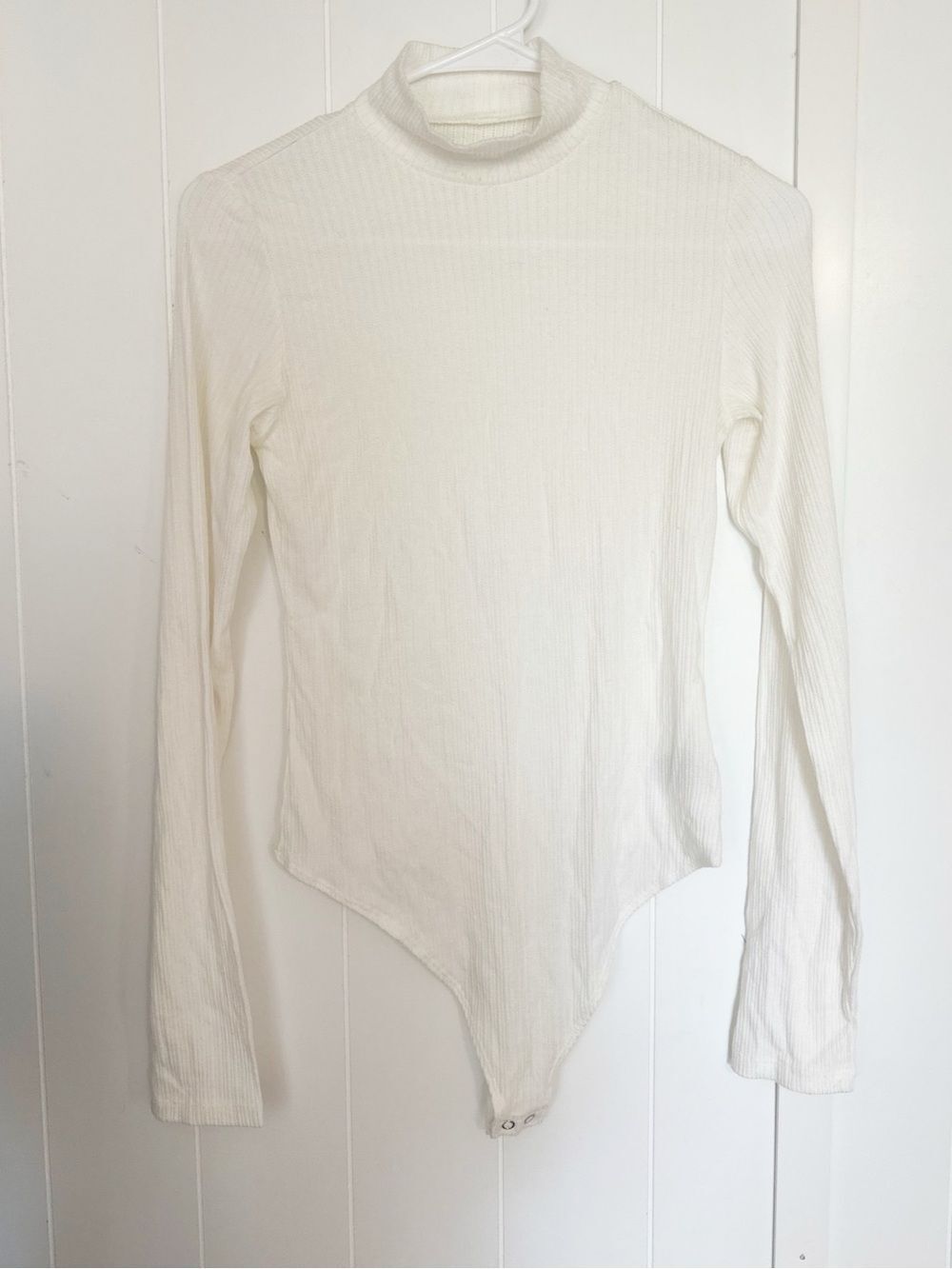 American eagle pointelle mock neck bodysuit ivory size medium